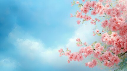 Vibrant pink blossoms adorn a tree against pristine blue sky in spring 