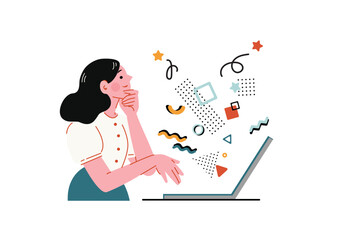 ノートパソコンを操作する女性