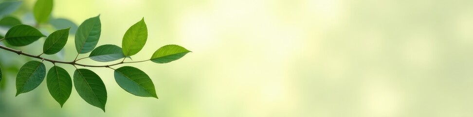 Fototapeta premium Dark green branches on light beige background with gentle reflections, leafy, wood