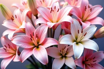Fototapeta premium Delicate, overlapping lilies in pastel shades, forming a continuous motif , beauty, pastel