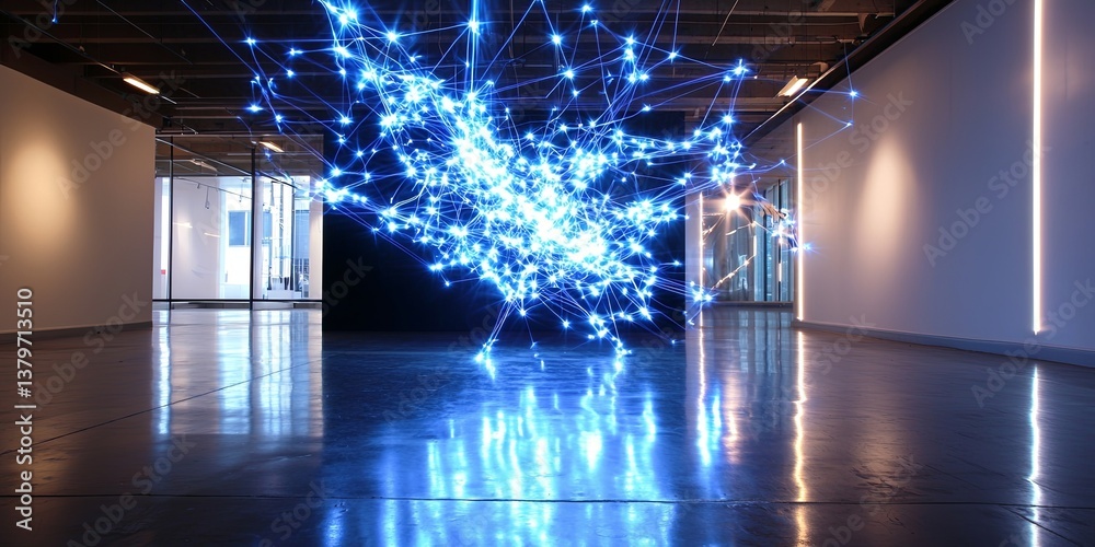 Poster A symphony of glowing blue circuits, intricate and pulsating, dominates a stark black canvas, creating a mesmerizing visual spectacle that hints at the power of technolog