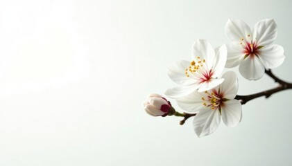 Fototapeta premium Delicate white blossoms against pure white background , pure white, bloom
