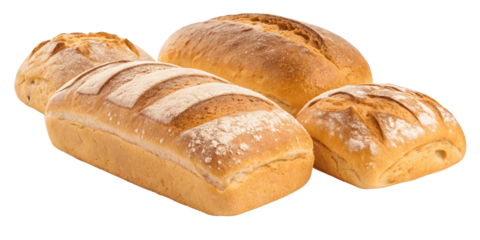 Golden loaves of freshly baked artisan bread, a delightful assortment perfect for sharing, showcasing rustic textures and a warm, inviting aroma.