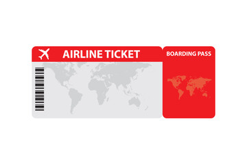 Airline tickets or boarding pass inside of special service envelope. Vector stock illustration.