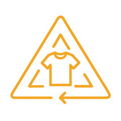 Clothing Recycling Icon with T-Shirt Inside Yellow Triangle
