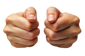 Two clenched fists displaying determination and strength, symbolizing perseverance and readiness for challenges.