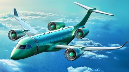 Obraz premium The H2 hydrogen aircraft as a sustainable transportation solution.