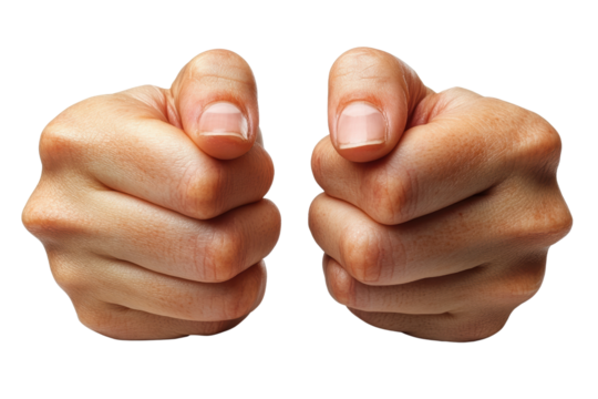 Two clenched fists displaying determination and strength, symbolizing perseverance and readiness for challenges.