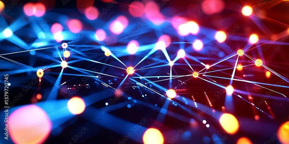 Fototapete A vibrant, pulsating plexus of interconnected points and lines, a digital symphony of data, forming a network or connection, a glimpse into the abstract realm of cutting-