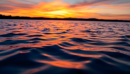 Obraz premium body of water with a sunset in the background