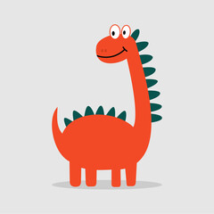Cute smiling dinosaur isolated on grey background