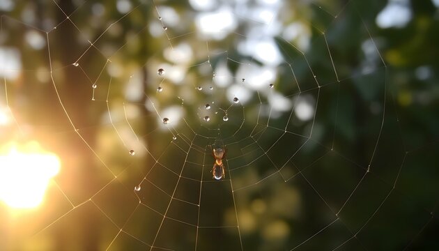spider web with drops of water on it