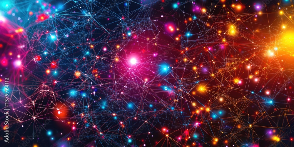 Aufkleber a vibrant tapestry of interconnected lines, triangles, and particles forms a captivating illustratio