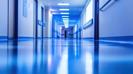 Obraz premium Sterile Serenity: A Glimpse into a Modern Hospital Corridor