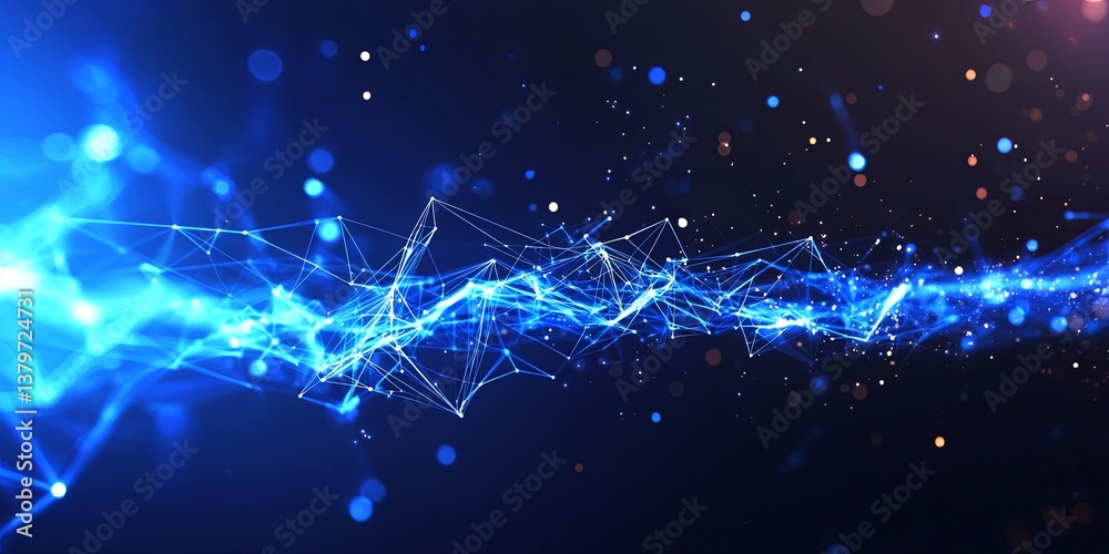 Fototapete A vibrant blue light, pulsating with an ethereal energy, symbolized the boundless interconnectedness of the digital world, a vast network of data and information that con