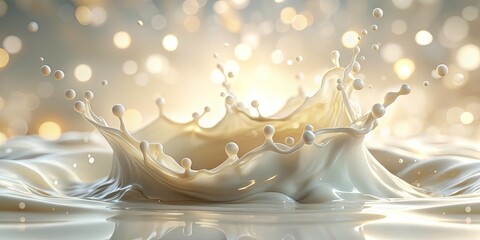 Creamy White Liquid Splash, Dynamic Motion, Bokeh Background, Abstract Photography, Milk Splash, Food Photography, High-Resolution Image
