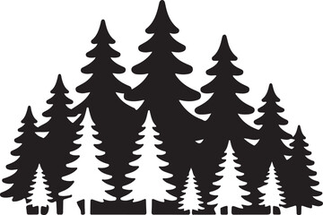 Fototapeta premium Black pine trees set vector illustration on white background