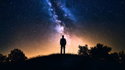 A Solitary Journey into the Vastness of the Night: Stargazing under the Cosmic Tapestry of the Milky Way