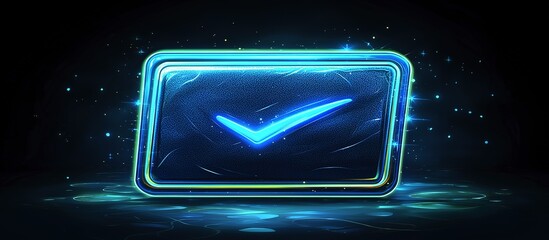A Glowing Blue Check Mark Symbol Inside A Rectangular Frame