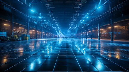 Luminous Industrial Interior: A Captivating View of a Modern Factory