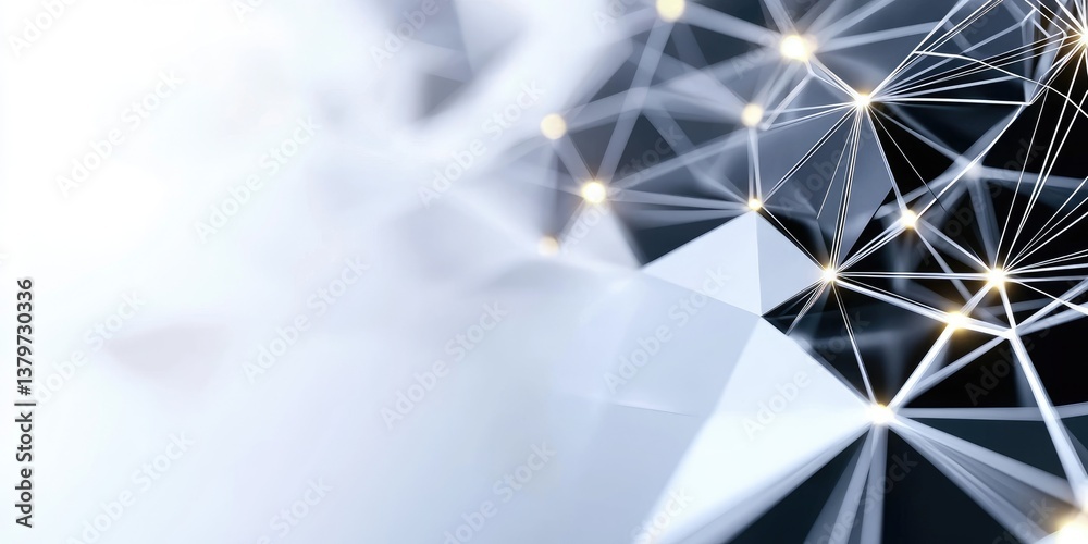Poster A sleek, abstract backdrop of grey and white, hinting at high-tech innovation and the seamless flow of information. A digital canvas where lines and geometric shapes inte