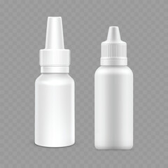 White Plastic Bottles with Nozzle for Liquid Packaging Vector