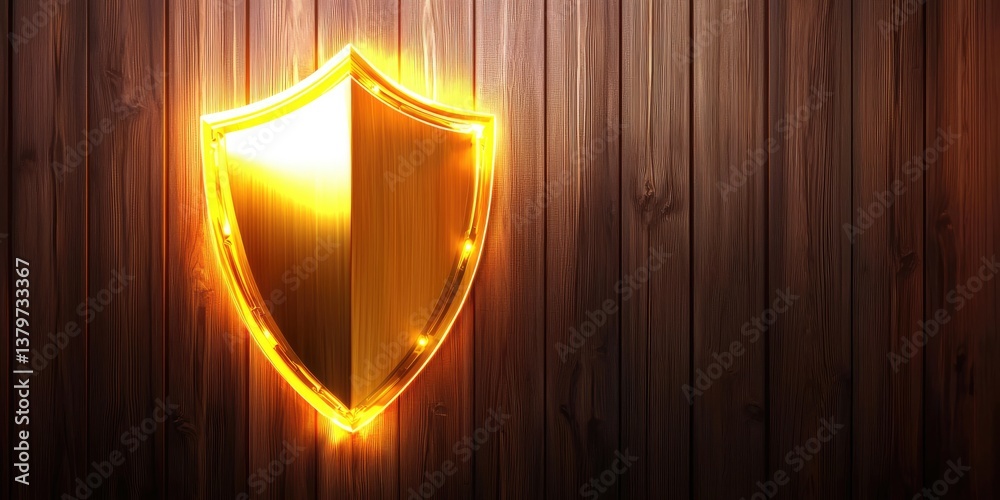 Poster A website s shield, impenetrable by cyberattacks, guards data with robust encryption and secure login panels. Vector illustration concept.
