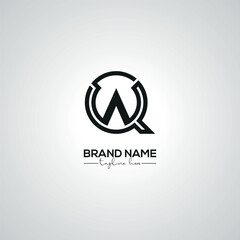 Minimal QW WQ Lettermark Logo Design for Corporate Template.