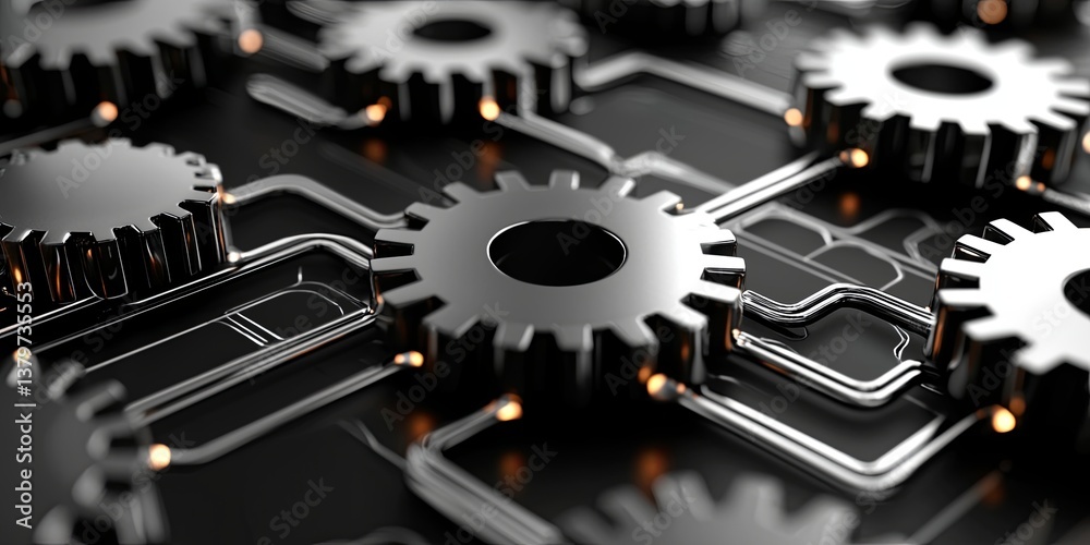 Poster A team of individuals, each a cog in a well-oiled machine, joined gears with synchronized precision, their combined efforts forming a powerful solution to a shared challe