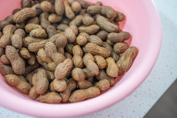 Bag of tasty boiled peanuts ready to eat