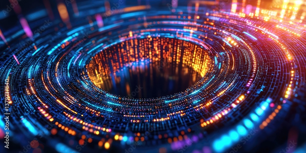 Poster A swirling vortex of digital information, representing the global connection concept, pulsates with the futuristic energy of technology. Data flows like a river, visualiz