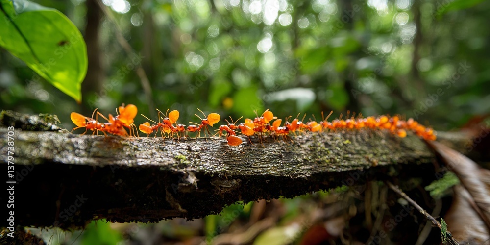 Aufkleber a symphony of tiny workers, ants of varying sizes and hues, united in a common goal: constructing a 
