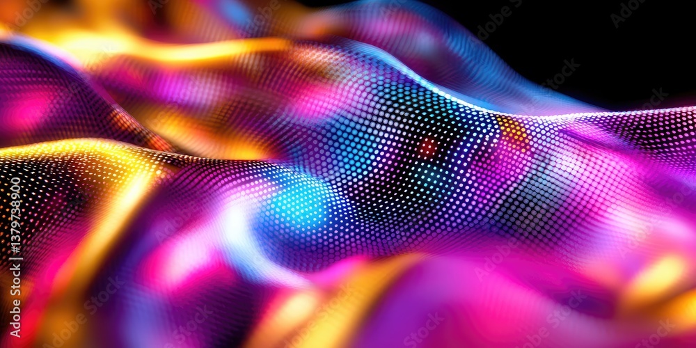 Fototapete A digital canvas, bathed in the ethereal glow of binary code, pulsed with pulsating lights and a mesmerizing flow of data, symbolizing the boundless potential of technolo