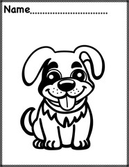 Dog Coloring page, activity for kids, preschool, kindergarten and homeschool , fit for 8.5”x11” size