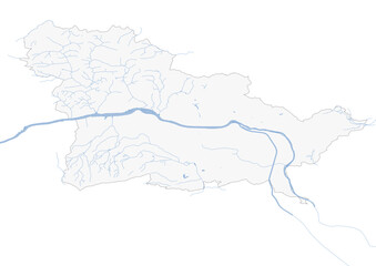 vector map of waterway of maribor city in Slovenia with black and white color