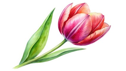 Obraz premium Watercolor Tulip Clipart, Floral Illustration, Spring Flower Painting, Botanical Art, Tulip Image, Watercolor Flower, Hand Painted Tulip