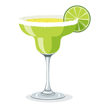 green margarita cocktail with lime slice clip art preview
