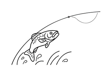 Fototapeta premium Fishing Line Hook Fish Jumping Water Splash Nature Outdoors Recreation