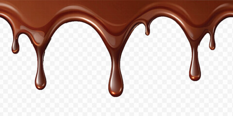 realistic dark liquid  chocolate dripping and flowing down from the top, isolated on white background