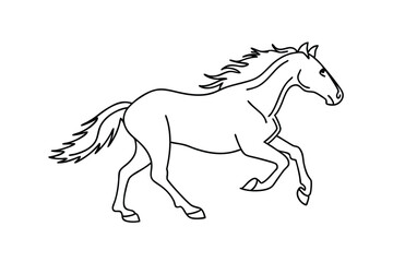 Elegant Line Drawing of a Galloping Horse in Motion