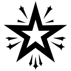 Silver star icon design decoration geometric shiny award symbol