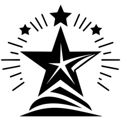 Silver star design for shiny 3D holiday decorations and bright illustrations