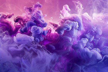 Abstract photography of purple and lavender ink swirling in water, creating a dreamy and ethereal effect, Consider layering different hues of purple to achieve a dynamic effect