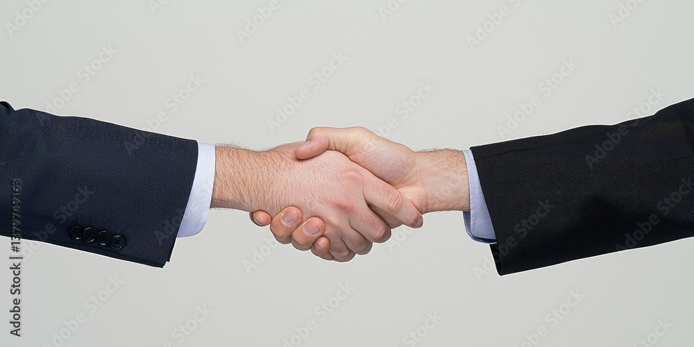 Leinwandbilder two men, clad in sharp suits, extended their hands in a handshake, symbolizing the forging of a part
