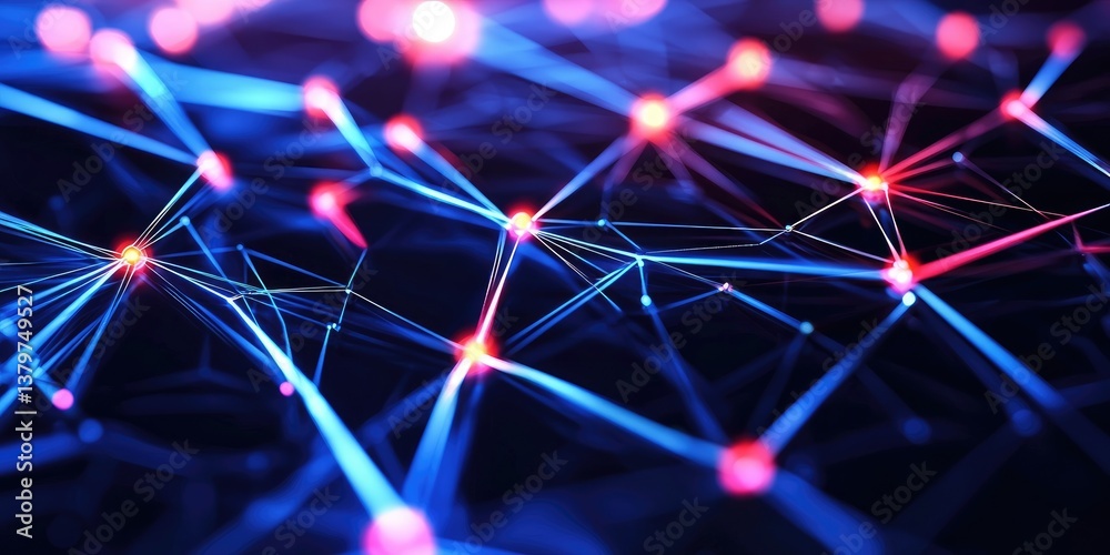 Poster A dynamic, abstract 3D background, composed of interconnected nodes and glowing lines, evoking a sense of technological prowess and digital innovation. Its versatility ma