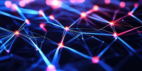 A dynamic, abstract 3D background, composed of interconnected nodes and glowing lines, evoking a sense of technological prowess and digital innovation. Its versatility ma