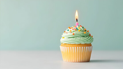 Festive Cupcake with Green Icing and Colorful Decorations