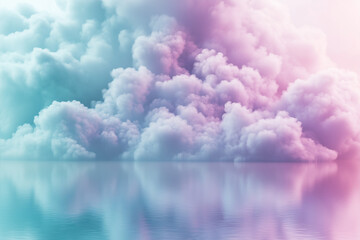 Fototapeta premium Abstract floating cloud shapes in light teal and lilac tones – represents tranquility, used for mindfulness apps
