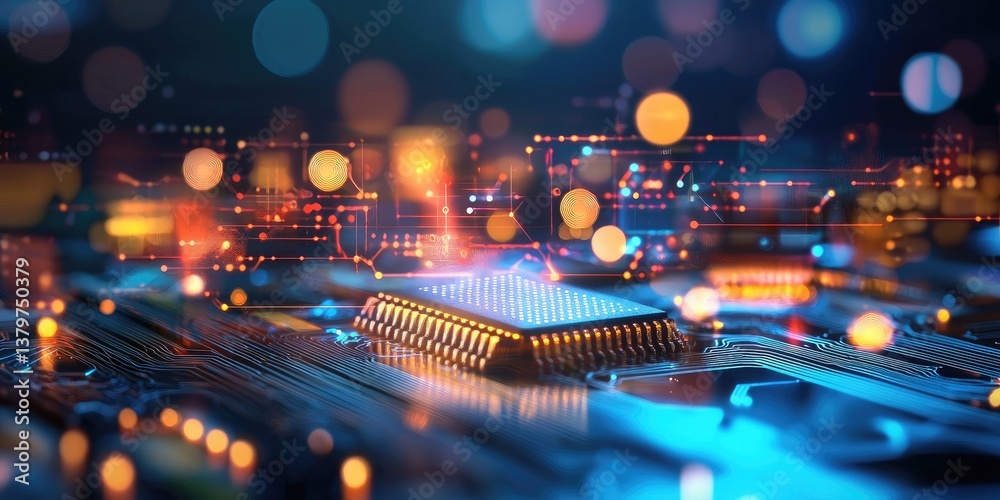 Aufkleber A symphony of technological innovation: microchips, artificial intelligence, automation, and the interconnected world of the Internet of Things (IoT) converge to redefine