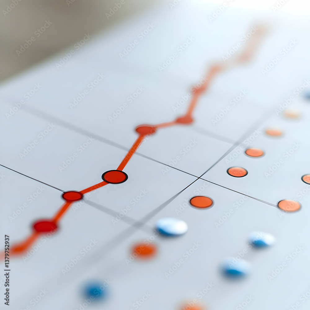 Poster data visualization with upward trend line on graph displaying growth